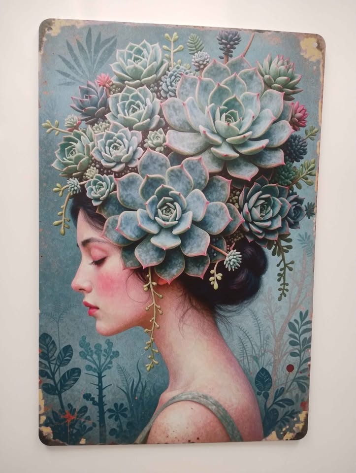 Gift Metal Sign: Succulent Lady