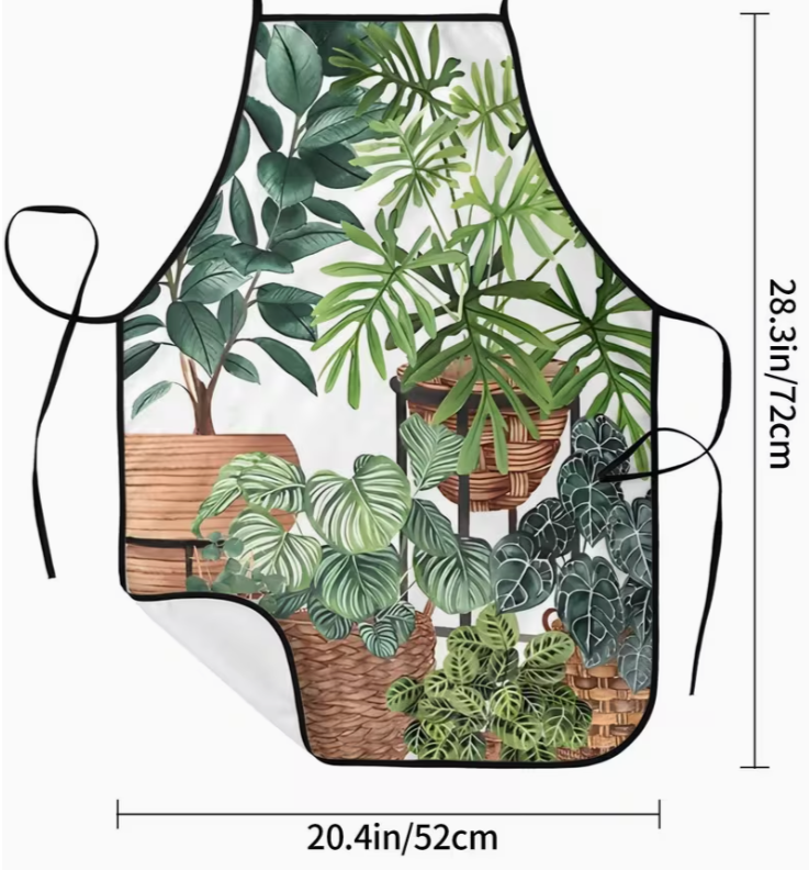 Apron-Houseplant Green Leaves Design