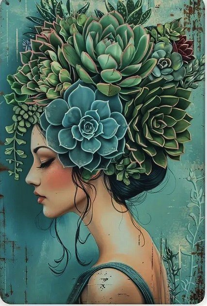 Gift Metal Sign - Succulent