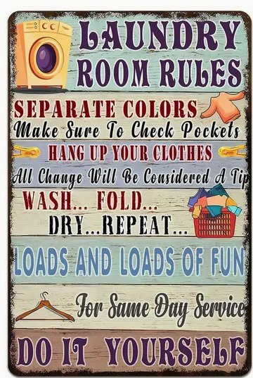 Gift Metal Sign - Laundry Room Rules