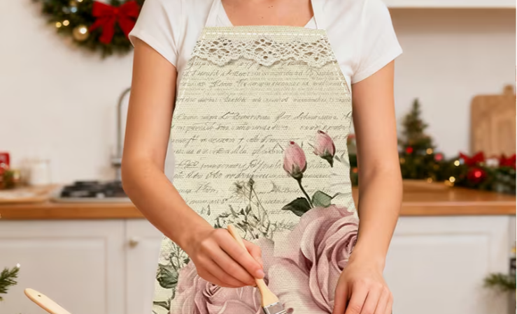 Apron with Rose Floral Patters