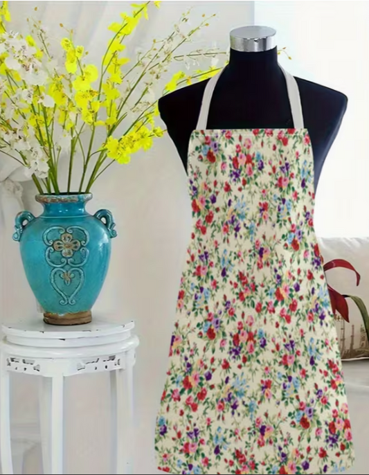 Apron Floral Pattern Linen