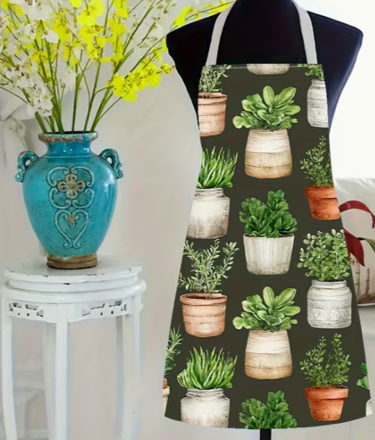 Apron- Potted Succulent Plants Pattern