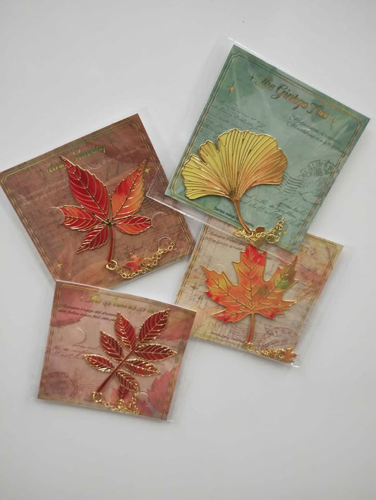 Bookmark : Metal Bookmark 4 pcs -Autum Leaves Design