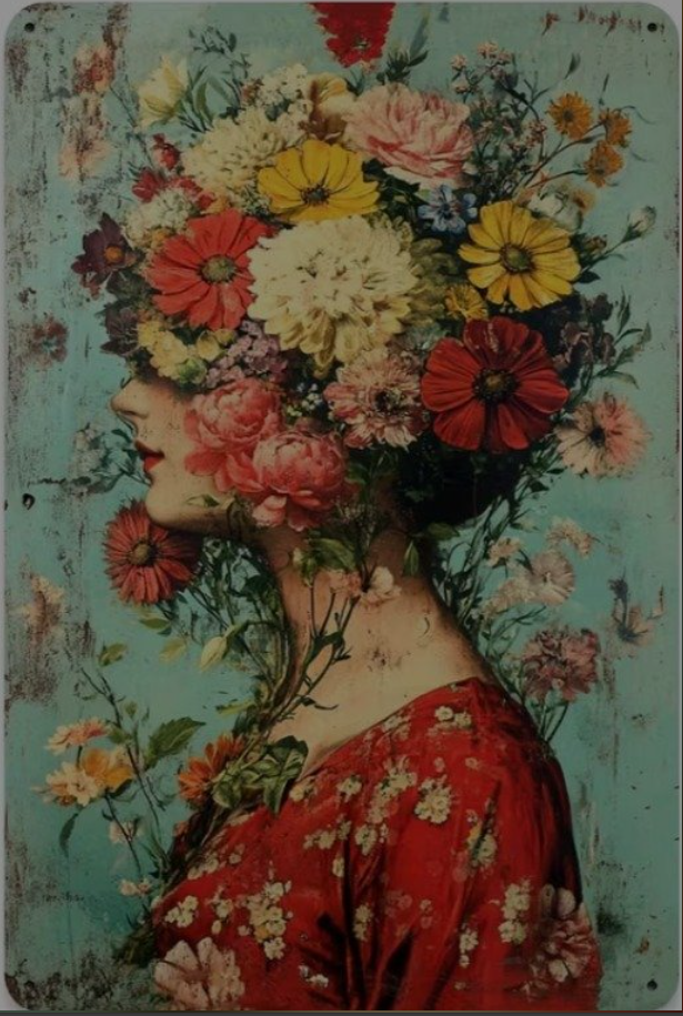 Gift Metal Signs : Garden Vintage Floral Woman