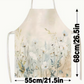 Apron-White Flowers and Grass Print Sleeveless Linen Apron
