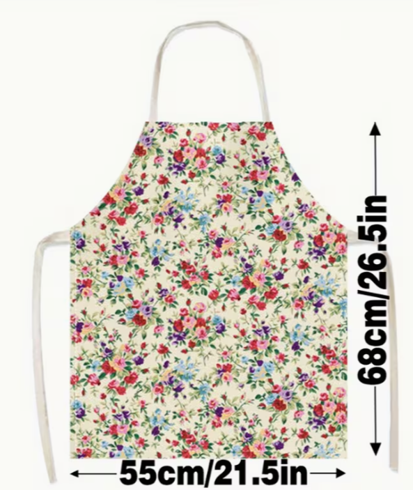 Apron Floral Pattern Linen