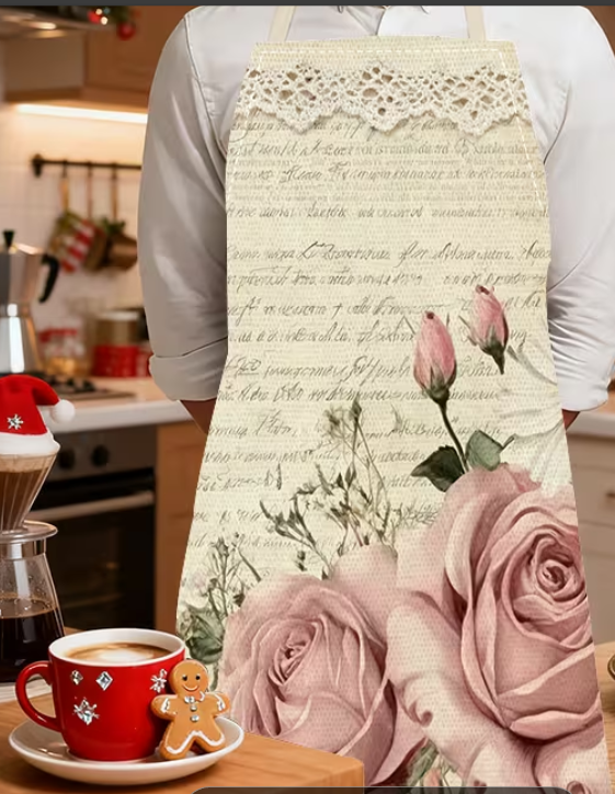 Apron with Rose Floral Patters